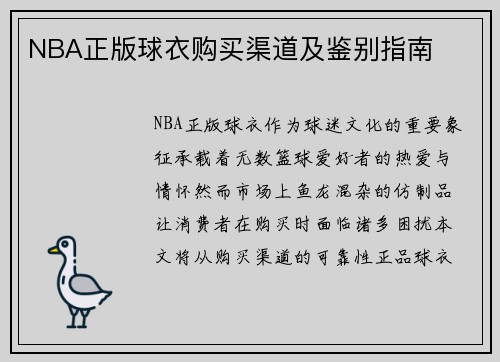 NBA正版球衣购买渠道及鉴别指南